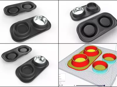 Pet Bowl M11 - with STL Low-poly 3D model