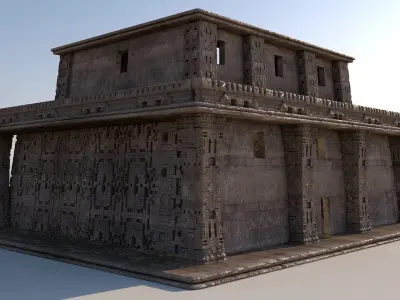 Modular preColumbian temple building with PBR textures 3D model