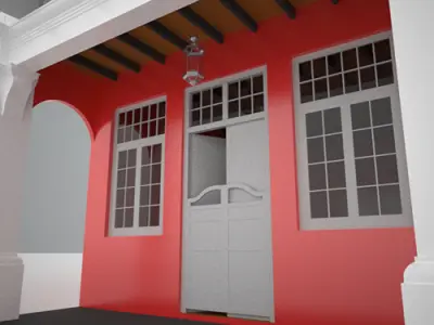 Shophouse Singapore Malaysia style 3D model