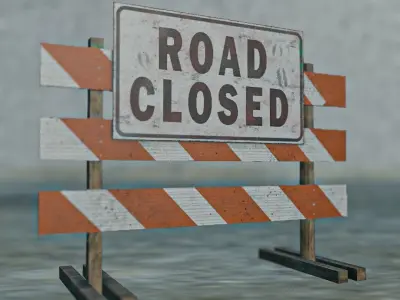 Road closed sign low poly Free low-poly 3D model