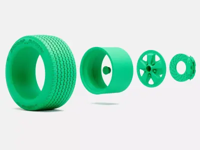 15x10 Fuchs Wheel Dunlop CR82 430-1160 Tire 3D print model