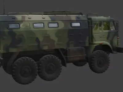 Damaged Military Truck 3D Model 3D model