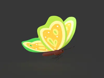 Butterfly Wing Flapping 4 Animated Low-poly 3D model