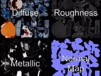 Robotic Beetle Orange model pack Low-poly 3D model