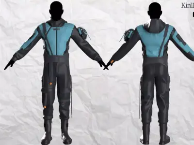 Sci fi Outfit Male Marvelous designer Clo3d OBJ mtl FBX ZPRJ  3D model