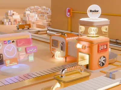 Animation Futuristic Advertising Platform 3D model