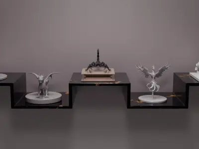 Set of five product statues for house decoration Low-poly 3D model