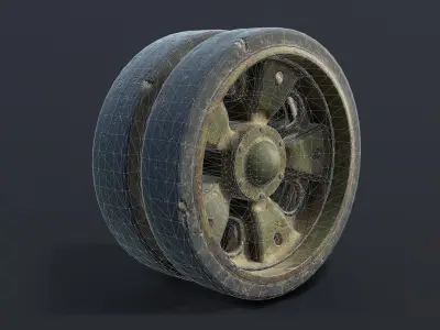 T-55 Tank Wheels Set Low-poly 3D model