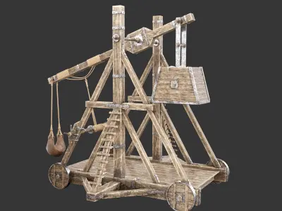 Medieval Siege Engine Trebuchet Low-poly 3D model