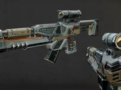 Futuristic Assault Rifle Low-poly 3D model