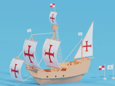 Cartoon Santa Maria Ship Low-poly 3D model