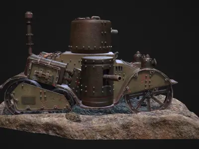 Steampunk Tank Low-poly 3D model