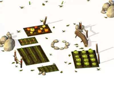 Handpaint Cartoon Garden grounds Place Gdn Low-poly 3D model