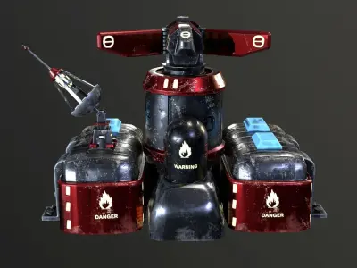 Sci-Fi Flamethrower Tower Low-poly 3D model