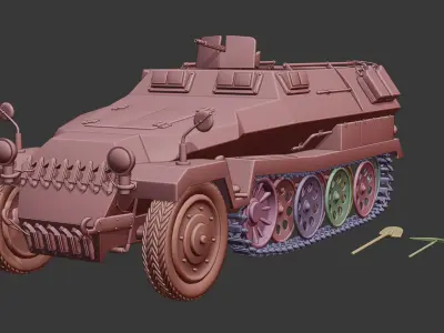 Sonderkraftfahrzeug german military vehicule Low-poly 3D model
