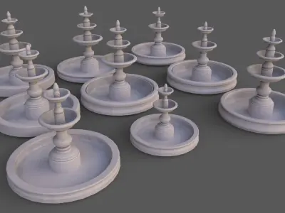 PBR Modern Memorial Fountain A Low-poly 3D model