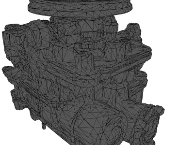 Realistic Carburetor 3D Model Low-poly 3D model