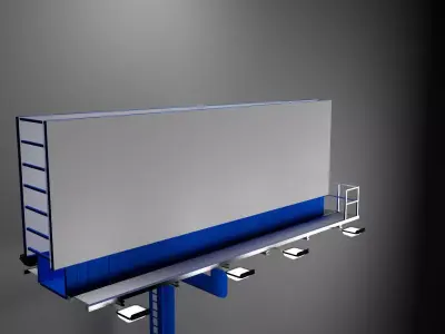 Billboard on pole Low-poly 3D model