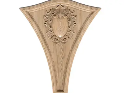 Cartouche-001 ornate wood carving 3D model