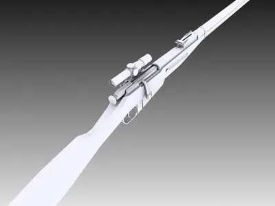 M91 30 Mosin Nagant with PU Scope Low-poly 3D model