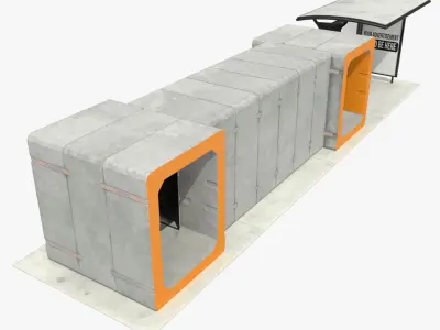 Bus Stop Bomb Shelter Module 3D model