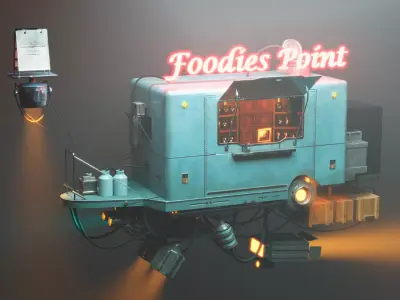 The Retro Style Futuristic Vendor Shop 3D model