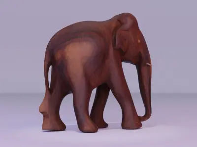Elephant wood handmade sculpture Low-poly 3D model