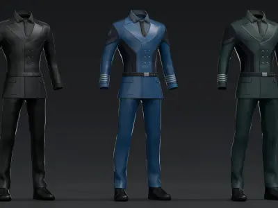 Military character clothes Low-poly 3D model