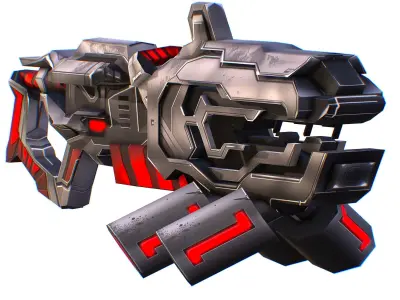 LowPoly Sci-Fi Assault Heavy Machine Gun Low-poly 3D model