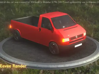 City Car 30 Commercial Pickup 3500 Type-C Red Low-poly 3D model
