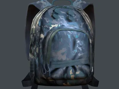 Backpack military combat Black baggage Low-poly 3D model