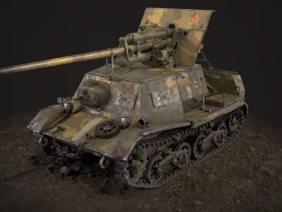Military Self Propelled Artillery Unit USSR Low-poly 3D model