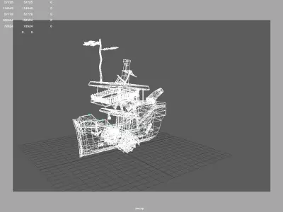 Cartoon Small Pirate Boat Free low-poly 3D model
