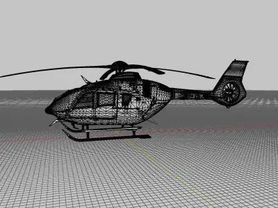 H135 Helicopter with interior and animated door 3D model