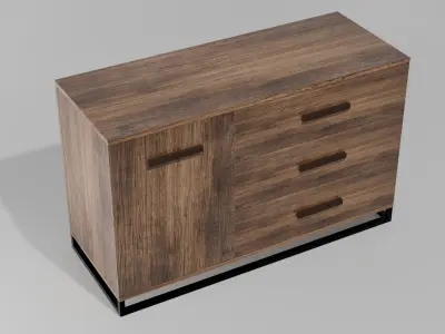 Wooden chest of drawers 01 Free 3D model
