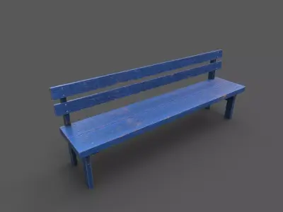 Old Wood Bench Low-poly 3D model order