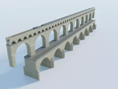 Pont du Gard Aqueduct Low-poly 3D model