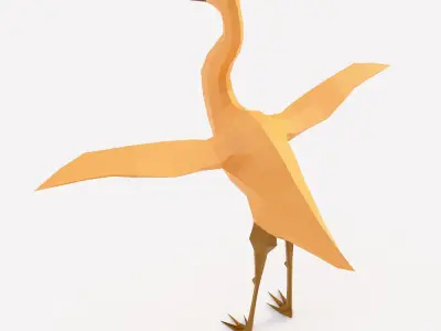 Crane bird low poly 3d model Low-poly 3D model