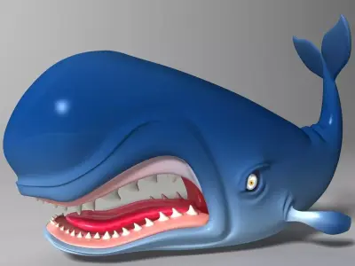 Monstro Cartoon Whale Rigged Low-poly 3D model