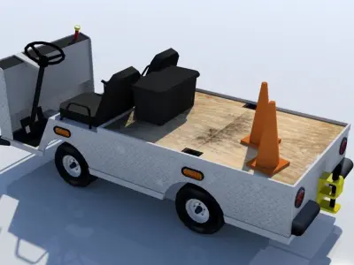 Ground service flat cart airport Low-poly 3D model