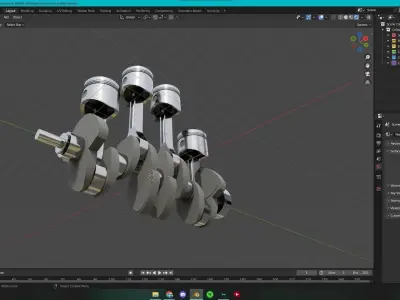 Pistons Bielles Vilebrequin 3D model