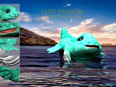 Cute Water Dragon Low-poly 3D model