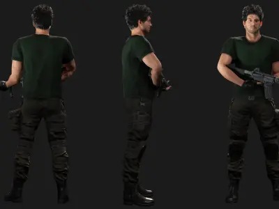 Survival Man Apocalypse Low-poly 3D model