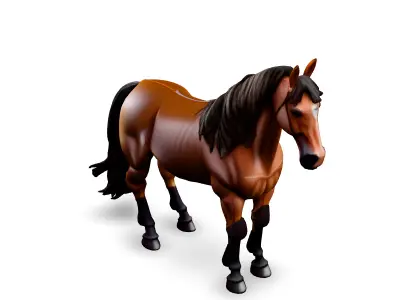 Realistic Chestnut Horse 3D Model Low-poly 3D model