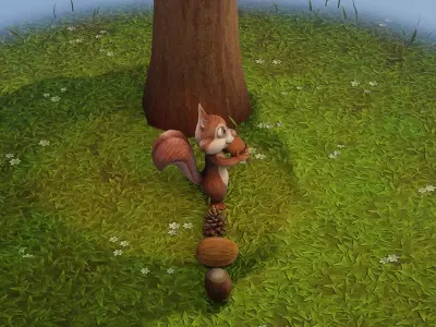 Cartoon Animated Squirrel 30 Animations with Props 3D Model Free low-poly 3D model
