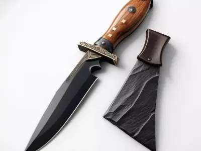 Ornate Fantasy Blade with Sheath 3D model