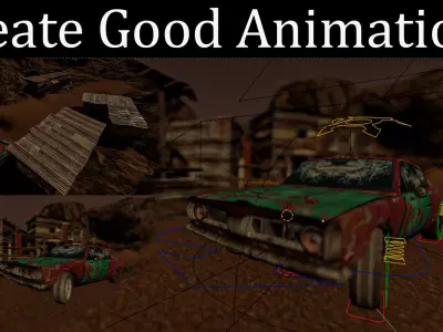 Blender Car Animation Scene Free low-poly 3D model