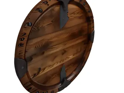 Viking Round Wooden Shield 3D model