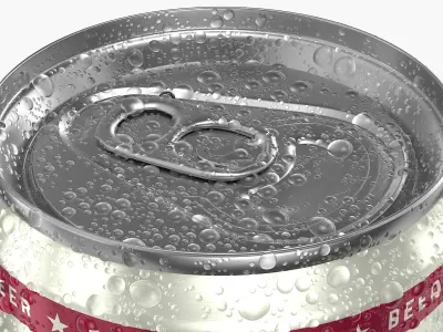 Sleek Beer Can With Droplets 355ml 3D model purchase