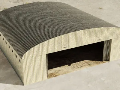 Hangar model 3D low poly military shelter Low-poly 3D model